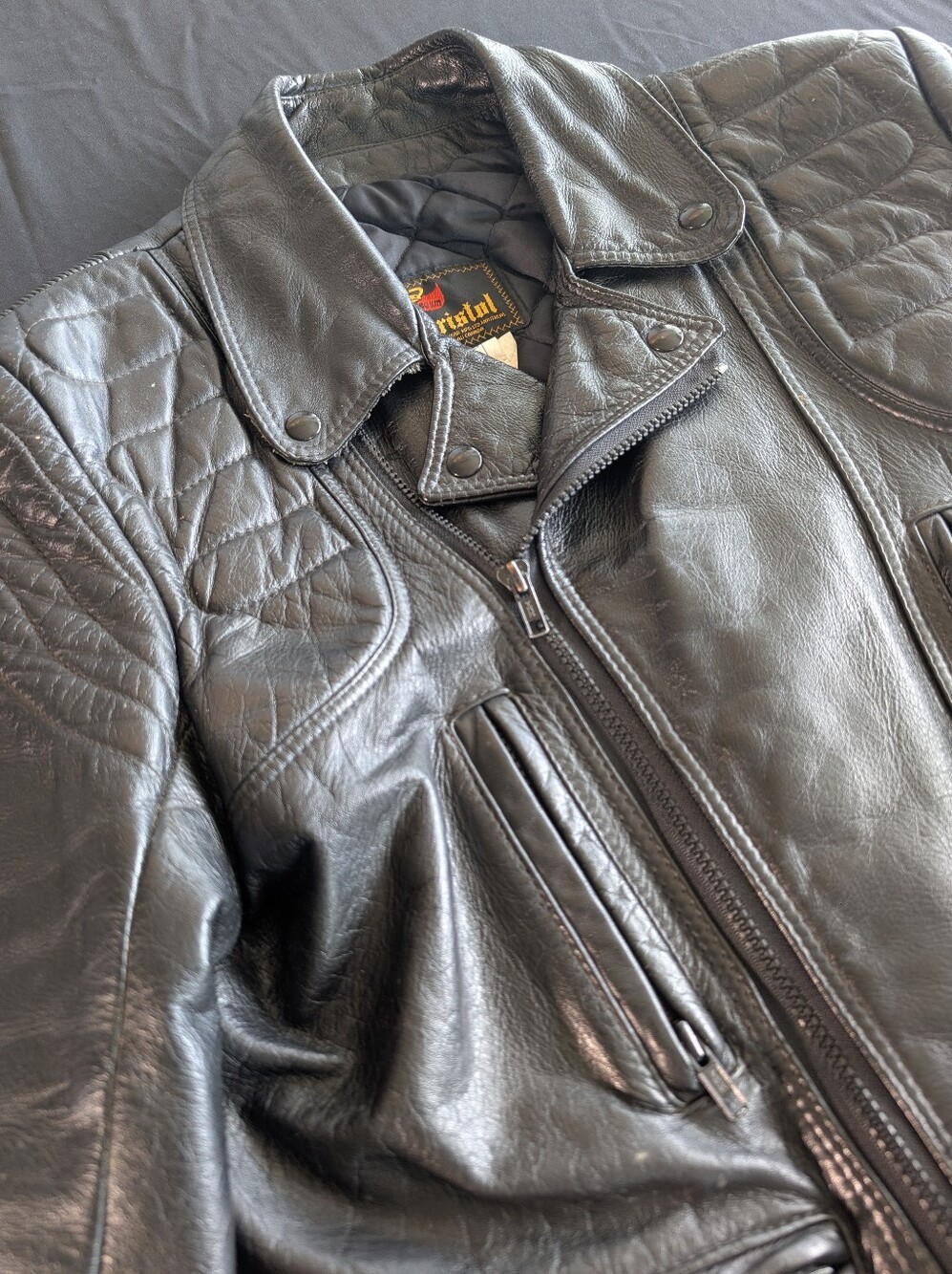 Vintage Bristol Golden Crown Leather Euro Cafe Double Rider Motorcycle Jacket M